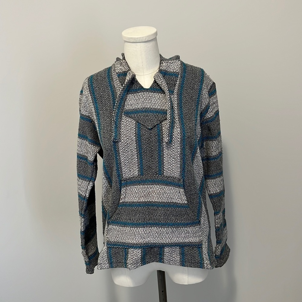 Original Senor Lopez gray/black/blue Baja Beach hoodie size small - Picture 2 of 10